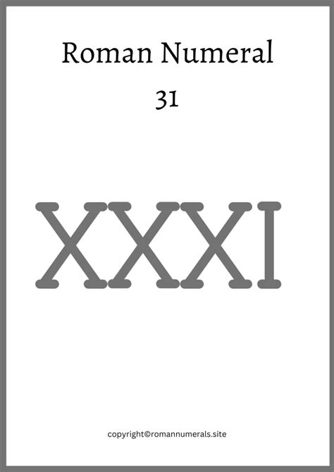 roman numerals xxxi|XXXI Roman Numerals